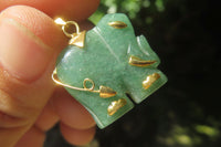 Polished Aventurine Elephant Pendant with 9ct Gold Bail and Trim - Sold Per Item - From Zimbabwe - Toprock Gemstones and Minerals 