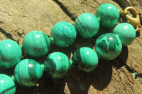 Polished Long Malachite Ball Shaped Beaded Necklace - Sold Per Item- From Congo - Toprock Gemstones and Minerals 