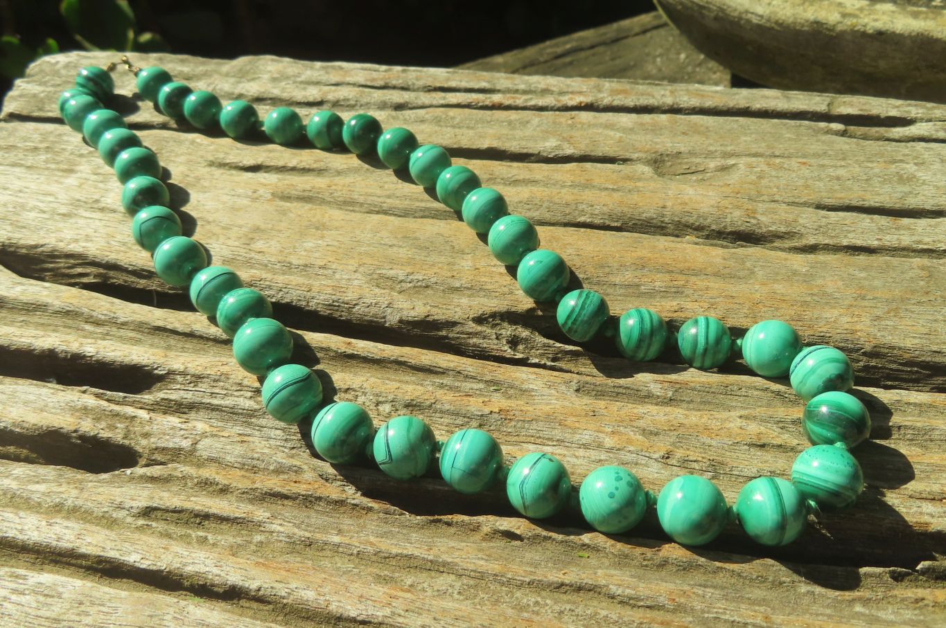 Polished Long Malachite Ball Shaped Beaded Necklace - Sold Per Item- From Congo - Toprock Gemstones and Minerals 