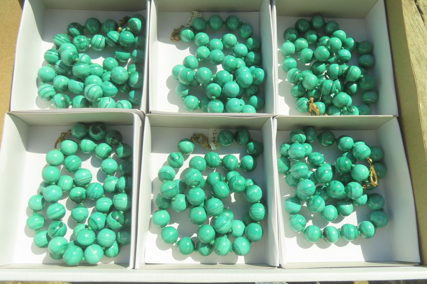 Polished Long Malachite Ball Shaped Beaded Necklace - Sold Per Item- From Congo - Toprock Gemstones and Minerals 