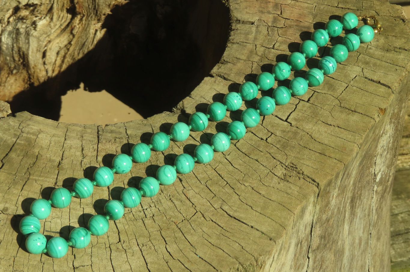 Polished Long Malachite Ball Shaped Beaded Necklace - Sold Per Item- From Congo - Toprock Gemstones and Minerals 