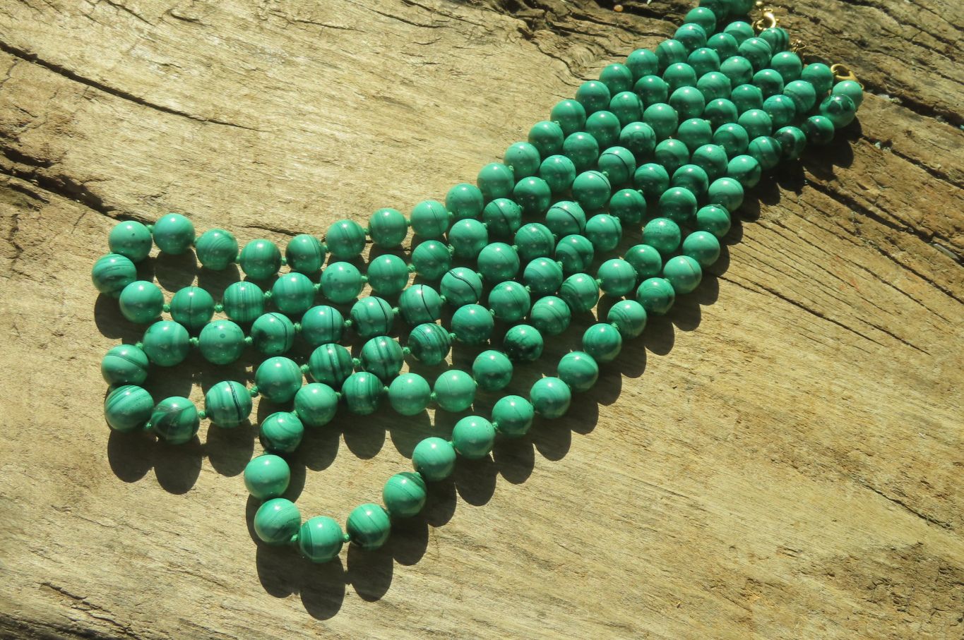 Polished Long Malachite Ball Shaped Beaded Necklace - Sold Per Item- From Congo - Toprock Gemstones and Minerals 