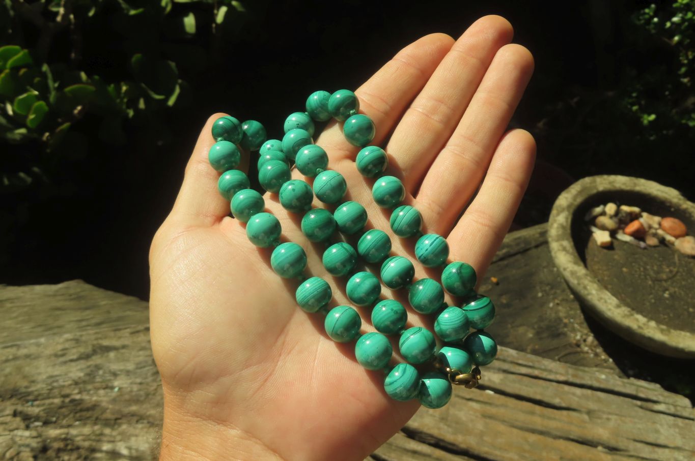 Polished Long Malachite Ball Shaped Beaded Necklace - Sold Per Item- From Congo - Toprock Gemstones and Minerals 