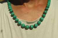 Polished Long Malachite Ball Shaped Beaded Necklace - Sold Per Item- From Congo - Toprock Gemstones and Minerals 