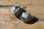 Polished Pair of Larger Snowflake Obsidian Stud Earrings - sold per Pair - From Mexico - Toprock Gemstones and Minerals 