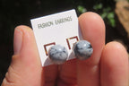 Polished Pair of Larger Snowflake Obsidian Stud Earrings - sold per Pair - From Mexico - Toprock Gemstones and Minerals 
