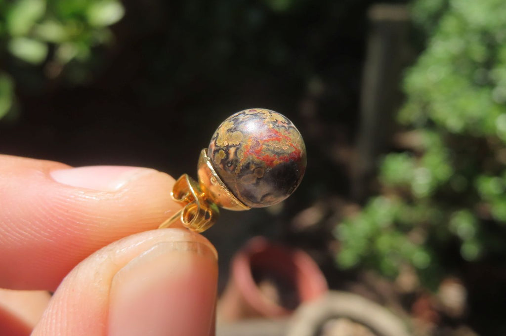 Polished Pair of Larger Snakeskin Rhyolite Jasper Stud Earrings - sold per Pair - From Australia - Toprock Gemstones and Minerals 