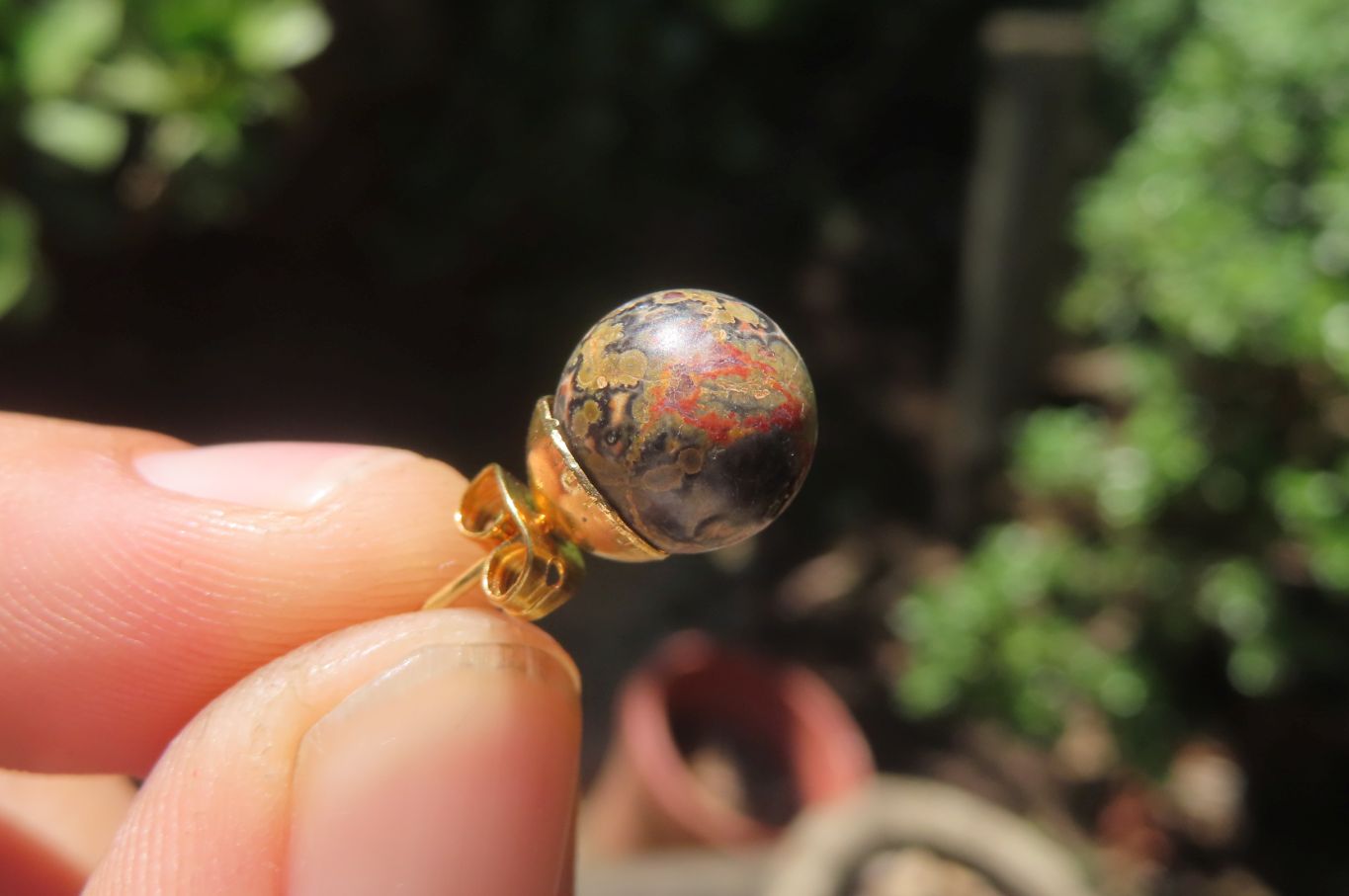 Polished Pair of Larger Snakeskin Rhyolite Jasper Stud Earrings - sold per Pair - From Australia - Toprock Gemstones and Minerals 