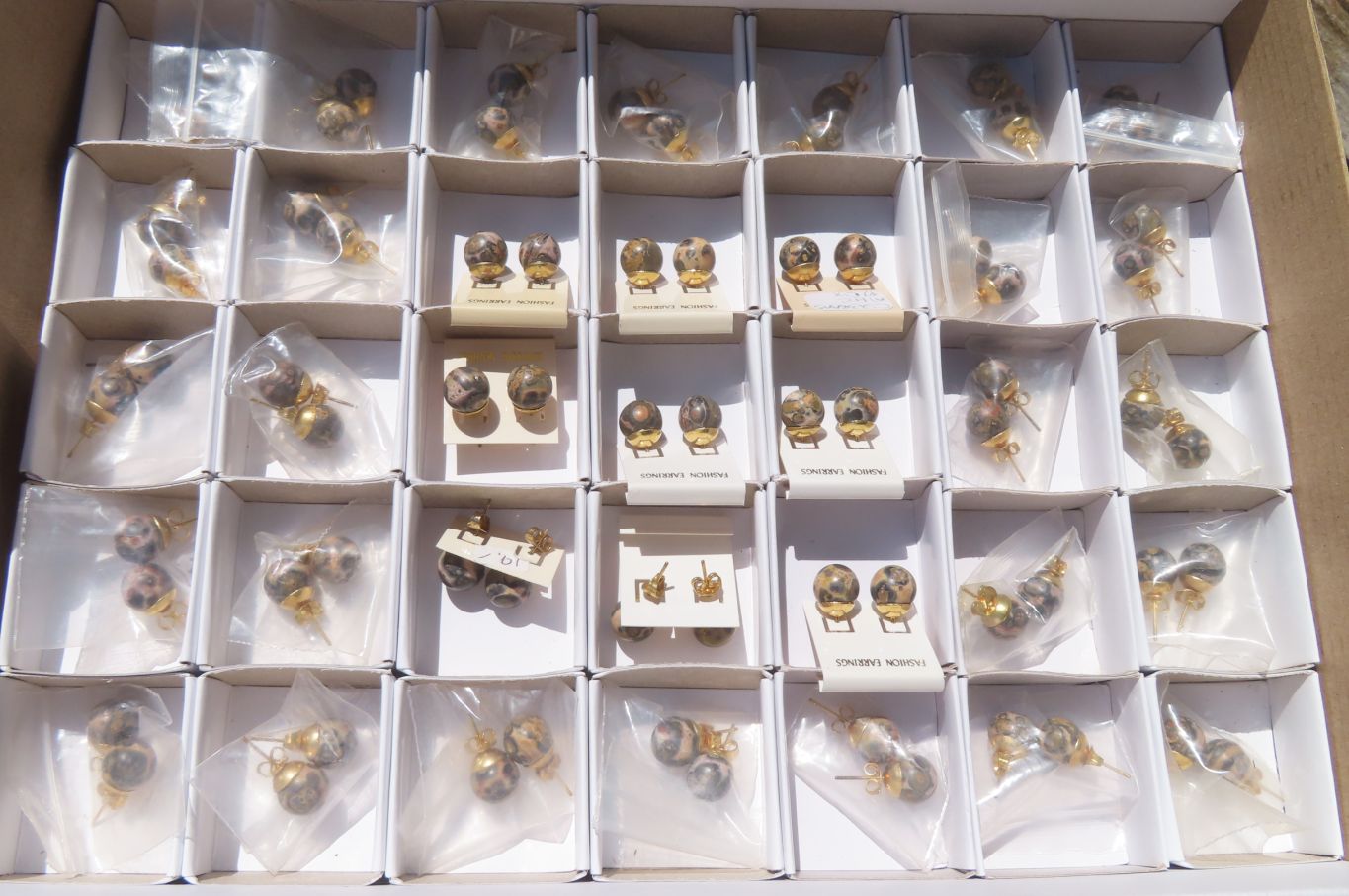 Polished Pair of Larger Snakeskin Rhyolite Jasper Stud Earrings - sold per Pair - From Australia - Toprock Gemstones and Minerals 