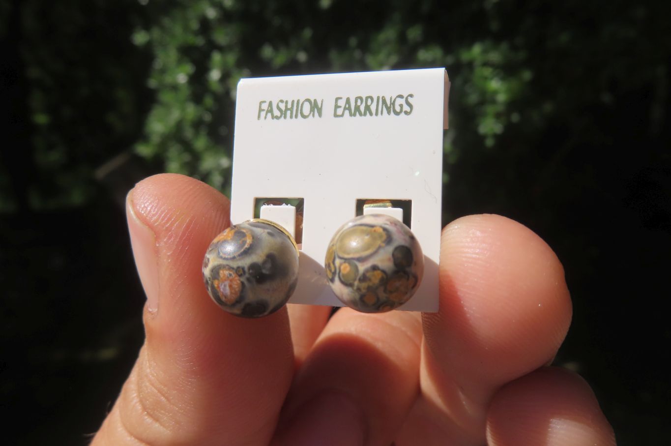 Polished Pair of Larger Snakeskin Rhyolite Jasper Stud Earrings - sold per Pair - From Australia - Toprock Gemstones and Minerals 