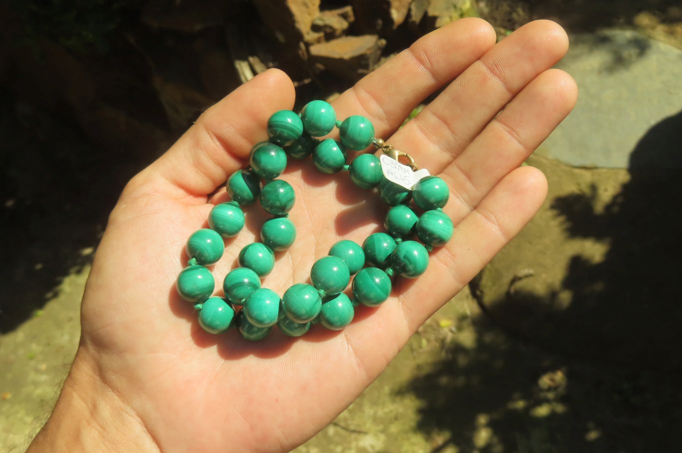 Polished Malachite Ball Shaped Large Beaded Necklace - Sold Per Item- From Congo - Toprock Gemstones and Minerals 