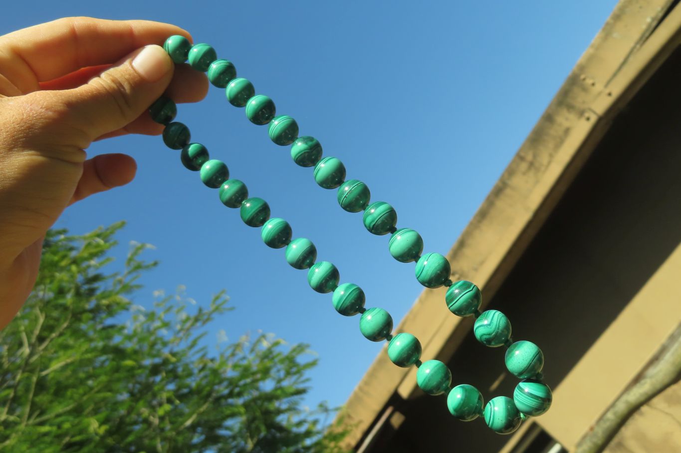 Polished Malachite Ball Shaped Large Beaded Necklace - Sold Per Item- From Congo - Toprock Gemstones and Minerals 