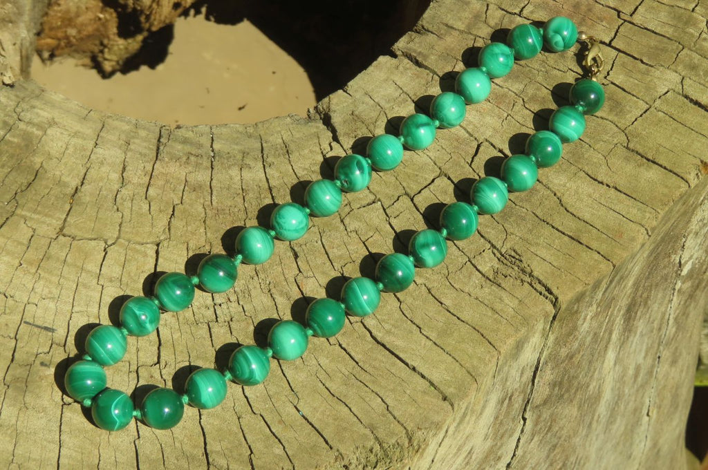 Polished Malachite Ball Shaped Large Beaded Necklace - Sold Per Item- From Congo - Toprock Gemstones and Minerals 
