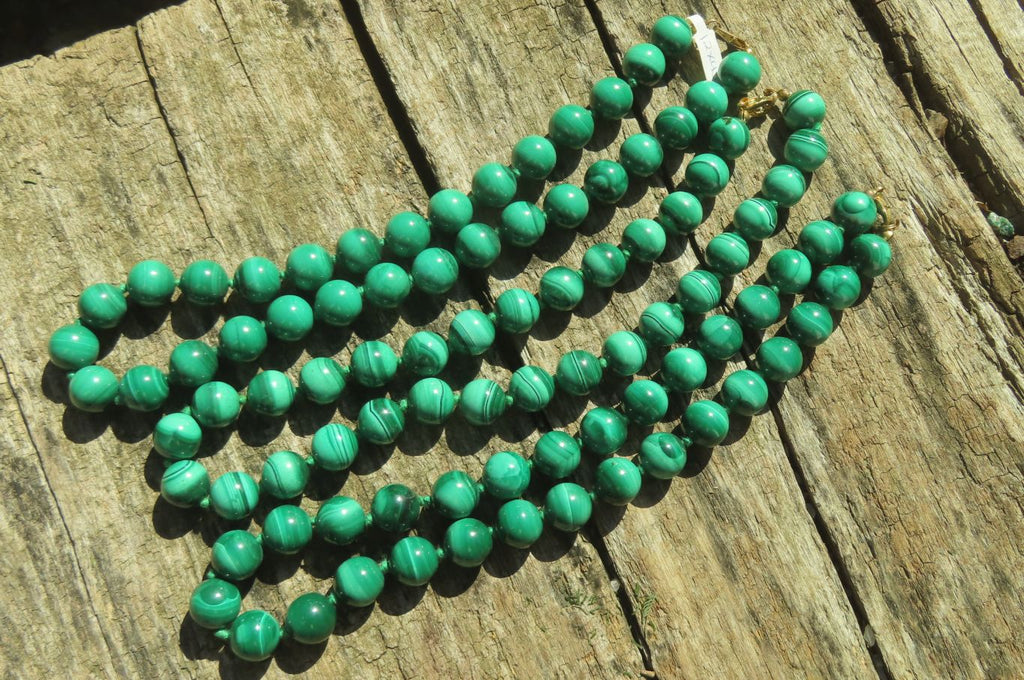 Polished Malachite Ball Shaped Large Beaded Necklace - Sold Per Item- From Congo - Toprock Gemstones and Minerals 