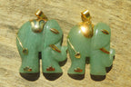 Polished Larger Aventurine Elephant Pendant with 9ct Gold Plated Bail and Trim - Sold Per Item - From Zimbabwe - Toprock Gemstones and Minerals 