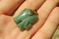 Polished Larger Aventurine Elephant Pendant with 9ct Gold Plated Bail and Trim - Sold Per Item - From Zimbabwe - Toprock Gemstones and Minerals 