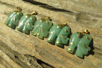 Polished Larger Aventurine Elephant Pendant with 9ct Gold Plated Bail and Trim - Sold Per Item - From Zimbabwe - Toprock Gemstones and Minerals 