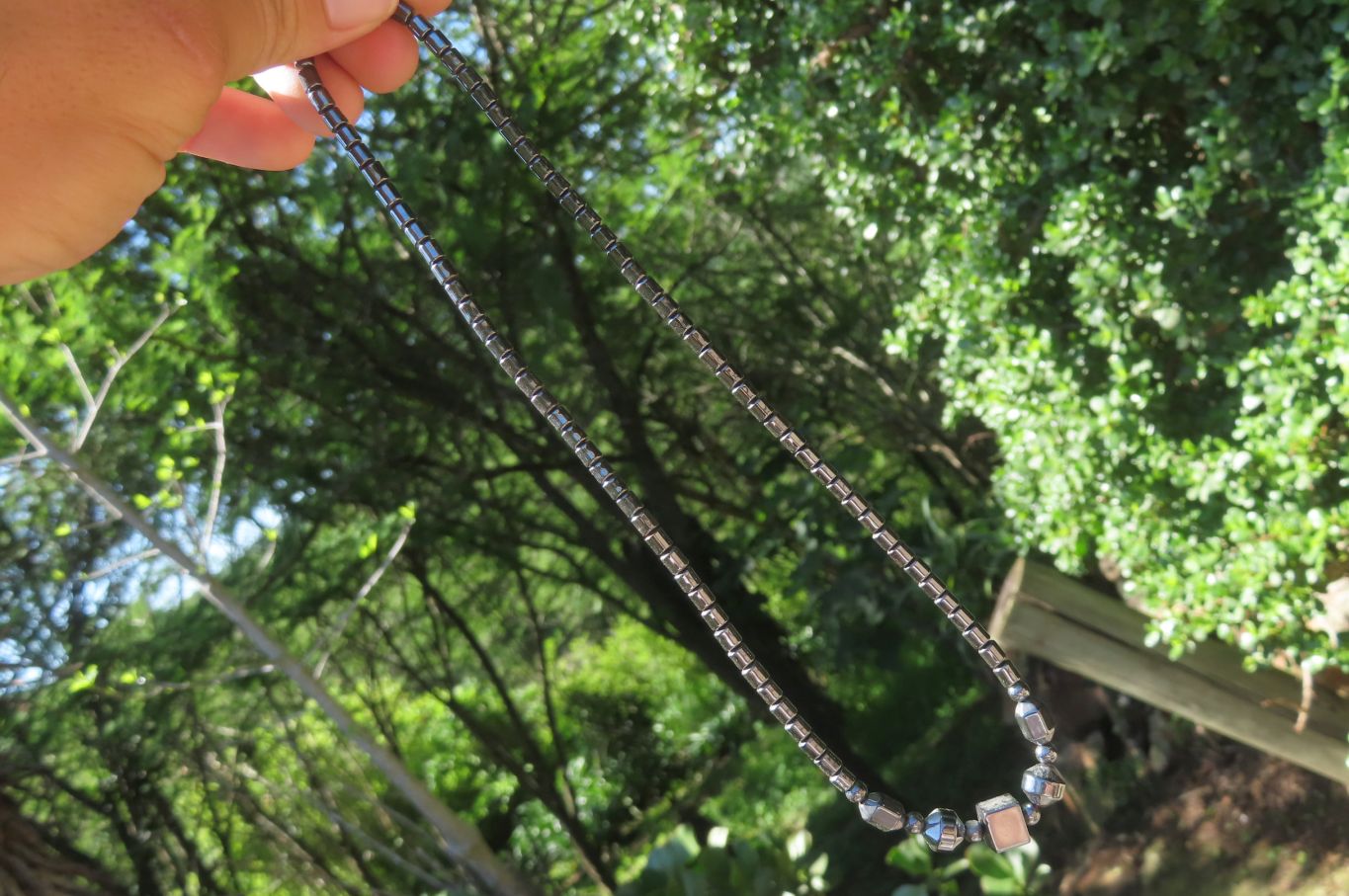 Polished Larger Hematite Beaded Choker with Dice Center - Sold Per Item - From Southern Africa - Toprock Gemstones and Minerals 