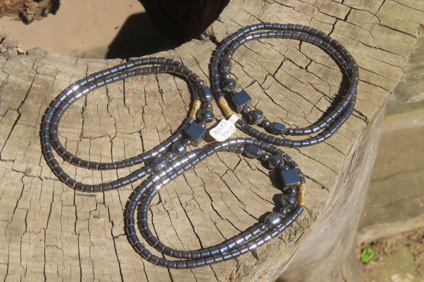 Polished Larger Hematite Beaded Choker with Dice Center - Sold Per Item - From Southern Africa - Toprock Gemstones and Minerals 