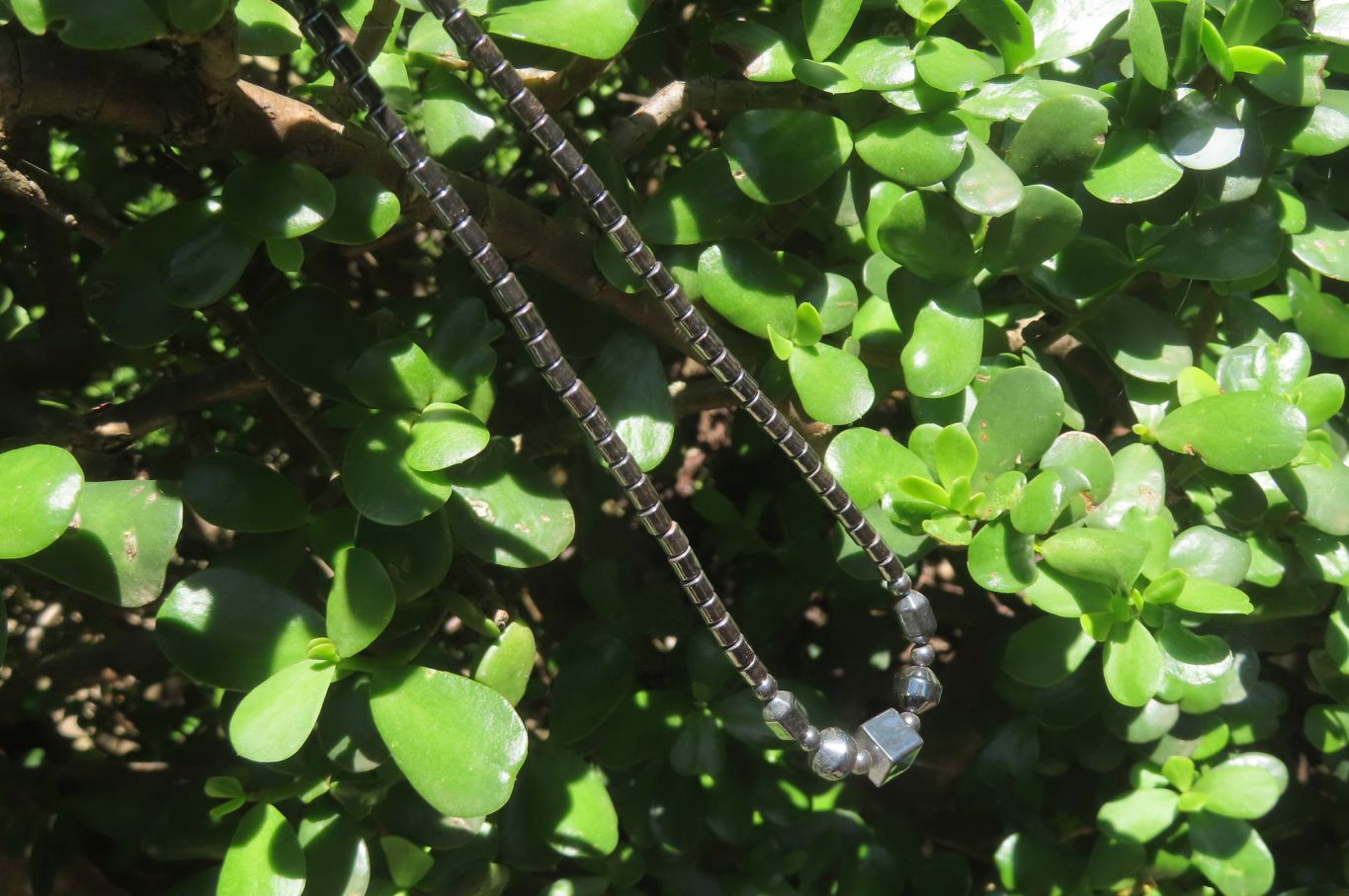 Polished Larger Hematite Beaded Choker with Dice Center - Sold Per Item - From Southern Africa - Toprock Gemstones and Minerals 