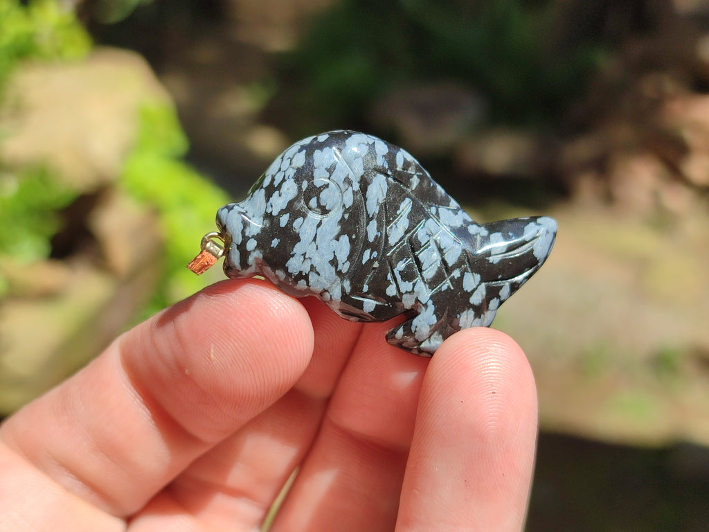 Hand Made Mixed Box Set of 12 Gemstone Fish Pendants with Gold Clasp - Sold Per Box - From World - Toprock Gemstones and Minerals 