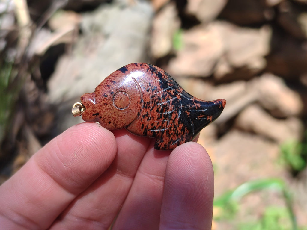 Hand Made Mixed Box Set of 12 Gemstone Fish Pendants with Gold Clasp - Sold Per Box - From World - Toprock Gemstones and Minerals 