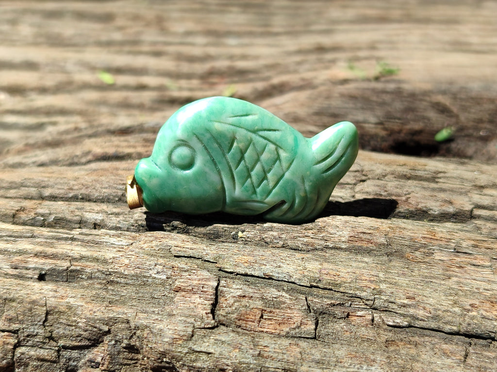 Hand Made Mixed Box Set of 12 Gemstone Fish Pendants with Gold Clasp - Sold Per Box - From World - Toprock Gemstones and Minerals 