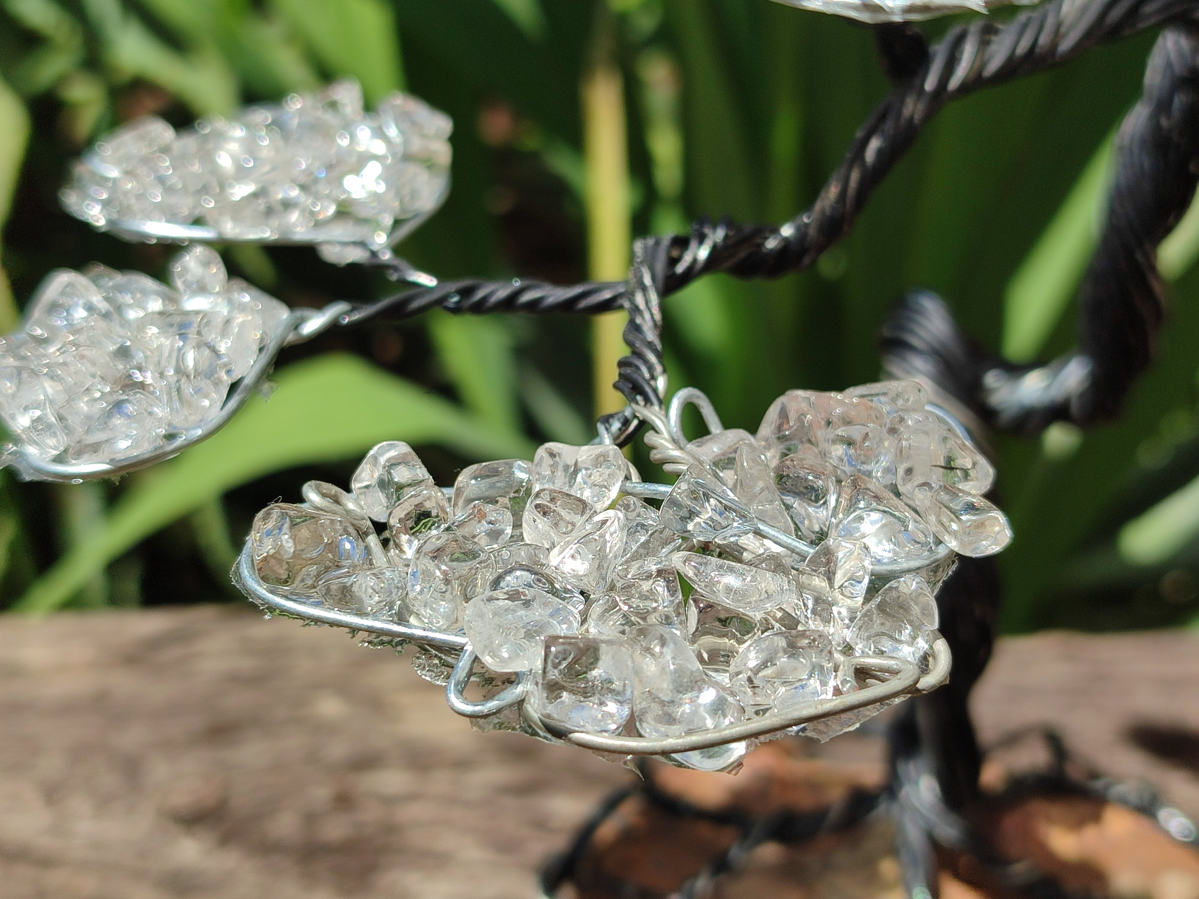 Hand Made Quartz Tumble Chip & Wire Wrap Tree - Sold Per Item - From South Africa - Toprock Gemstones and Minerals 