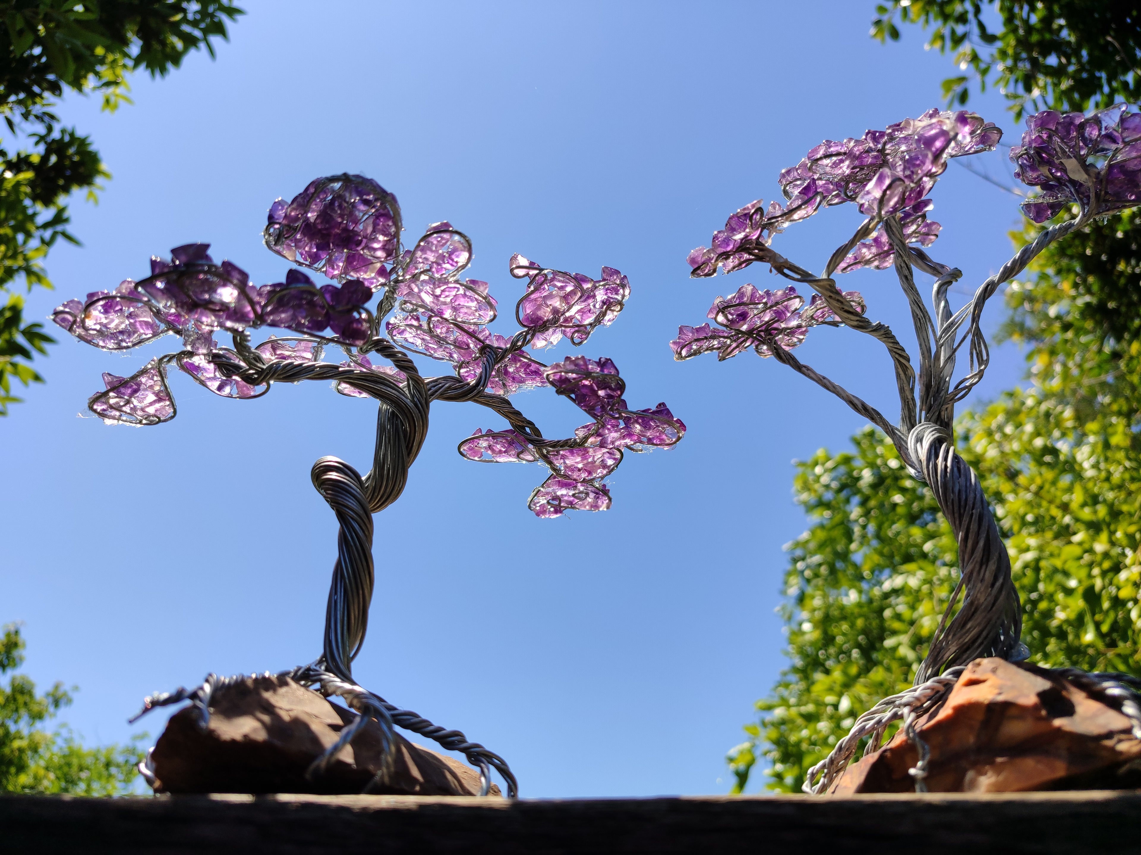 Hand Made Amethyst Tumble Chip & Wire Wrap Tree - Sold Per Item - From South Africa - Toprock Gemstones and Minerals 