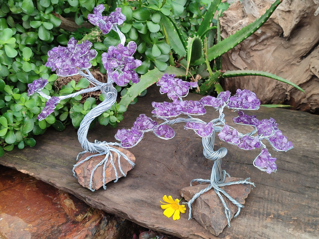 Hand Made Amethyst Tumble Chip & Wire Wrap Tree - Sold Per Item - From South Africa - Toprock Gemstones and Minerals 
