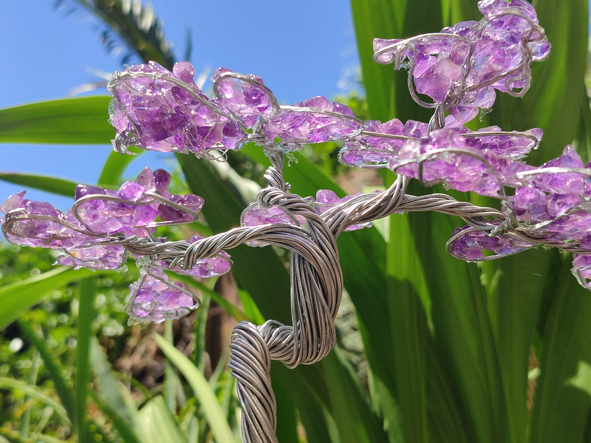 Hand Made Amethyst Tumble Chip & Wire Wrap Tree - Sold Per Item - From South Africa - Toprock Gemstones and Minerals 