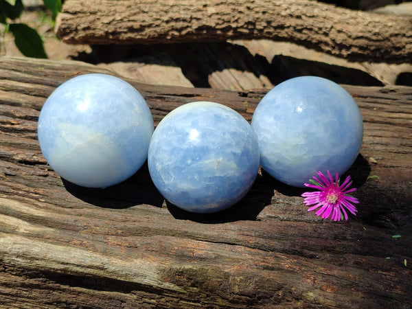 Polished Large Blue Calcite Spheres - Sold per Item - From Madagascar