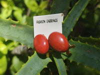 Polished Pair of Red Jasper Cabochon Stud Clip Earrings - Sold per Pair - From South Africa - Toprock Gemstones and Minerals 