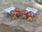 Polished Pair of Red Jasper Cabochon Stud Clip Earrings - Sold per Pair - From South Africa - Toprock Gemstones and Minerals 