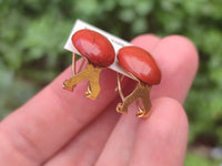 Polished Pair of Red Jasper Cabochon Stud Clip Earrings - Sold per Pair - From South Africa - Toprock Gemstones and Minerals 