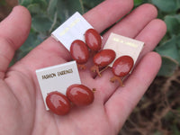Polished Pair of Red Jasper Cabochon Stud Clip Earrings - Sold per Pair - From South Africa - Toprock Gemstones and Minerals 