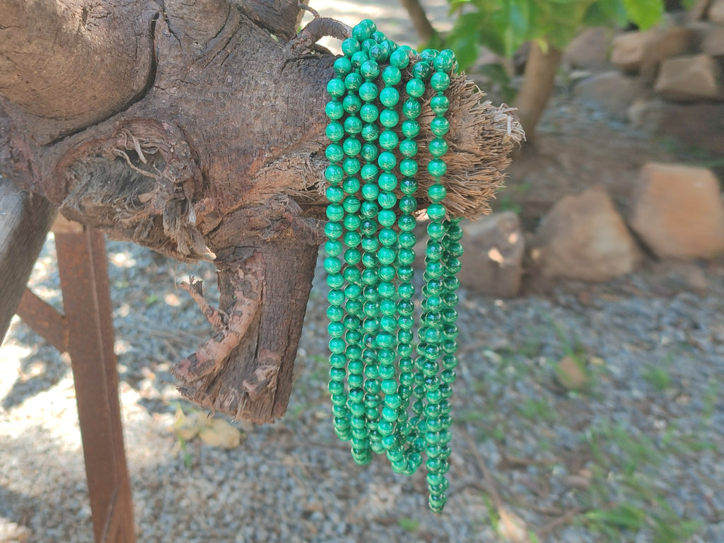 Polished Malachite Ball Shaped 7 mm Beaded Necklace - Sold Per Item- From Congo - Toprock Gemstones and Minerals 