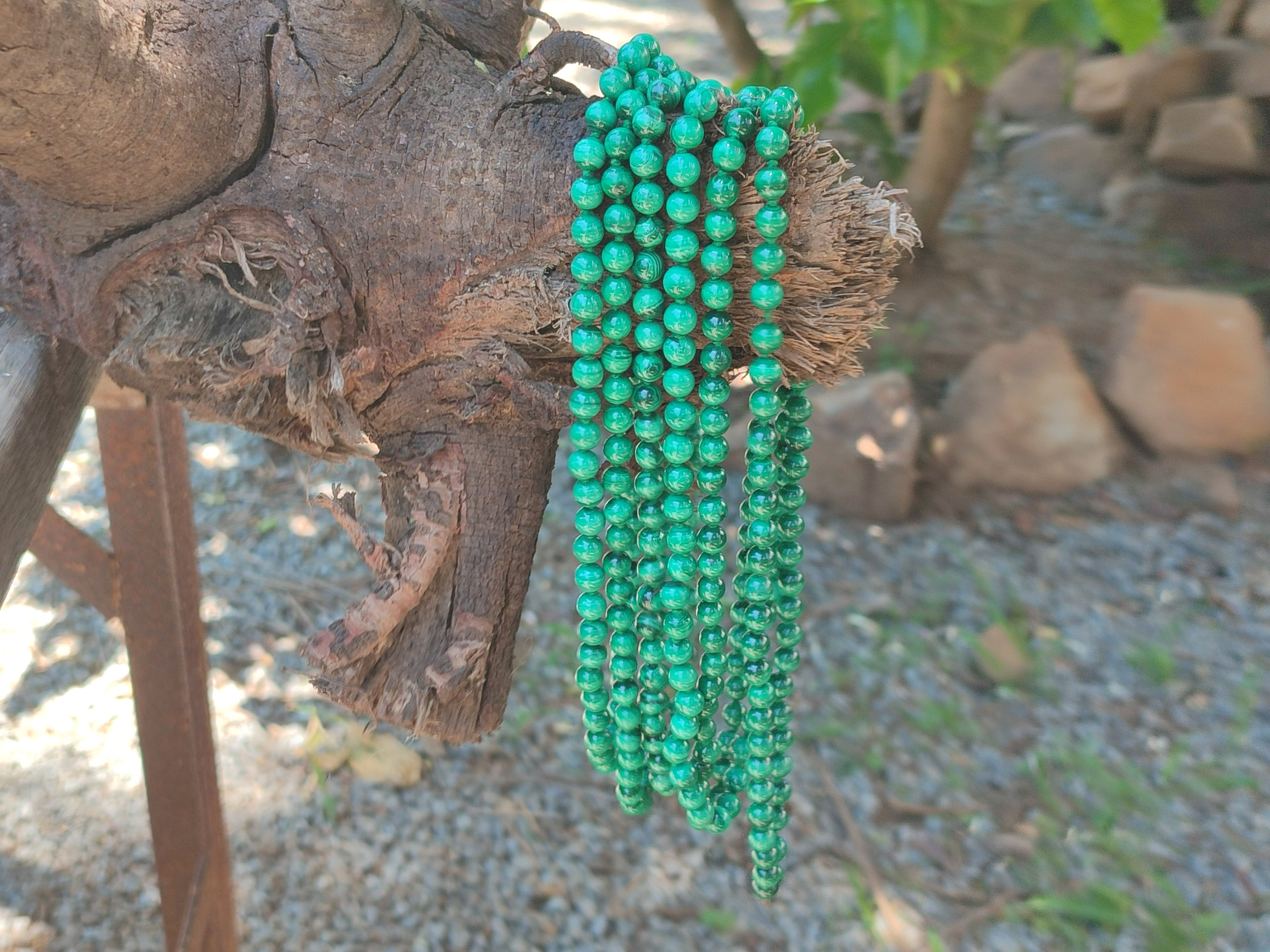 Polished Malachite Ball Shaped 7 mm Beaded Necklace - Sold Per Item- From Congo - Toprock Gemstones and Minerals 