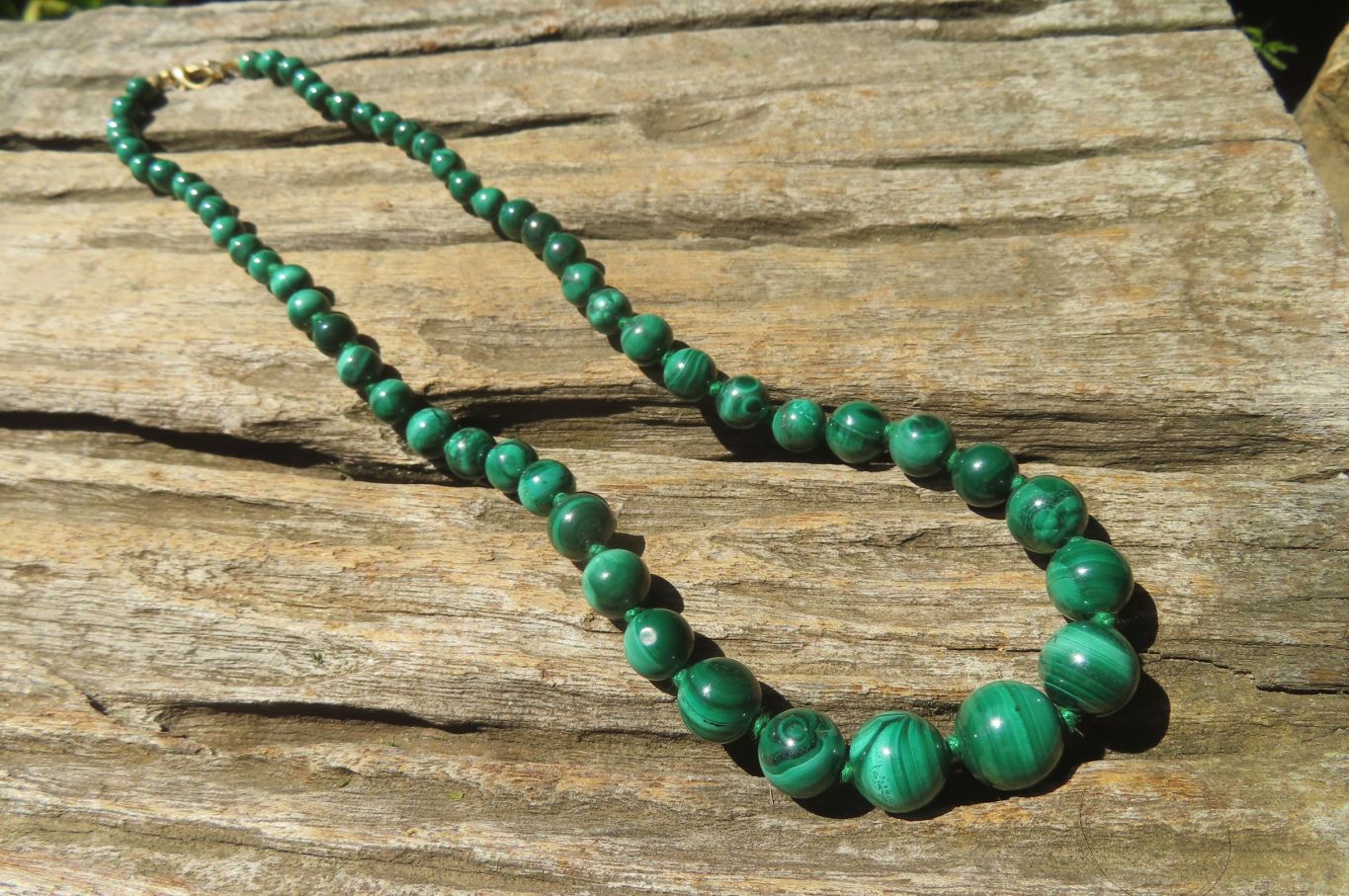Polished Malachite Ball Shaped Mixed Size Beaded Necklace - Sold Per Item- From Congo - Toprock Gemstones and Minerals 