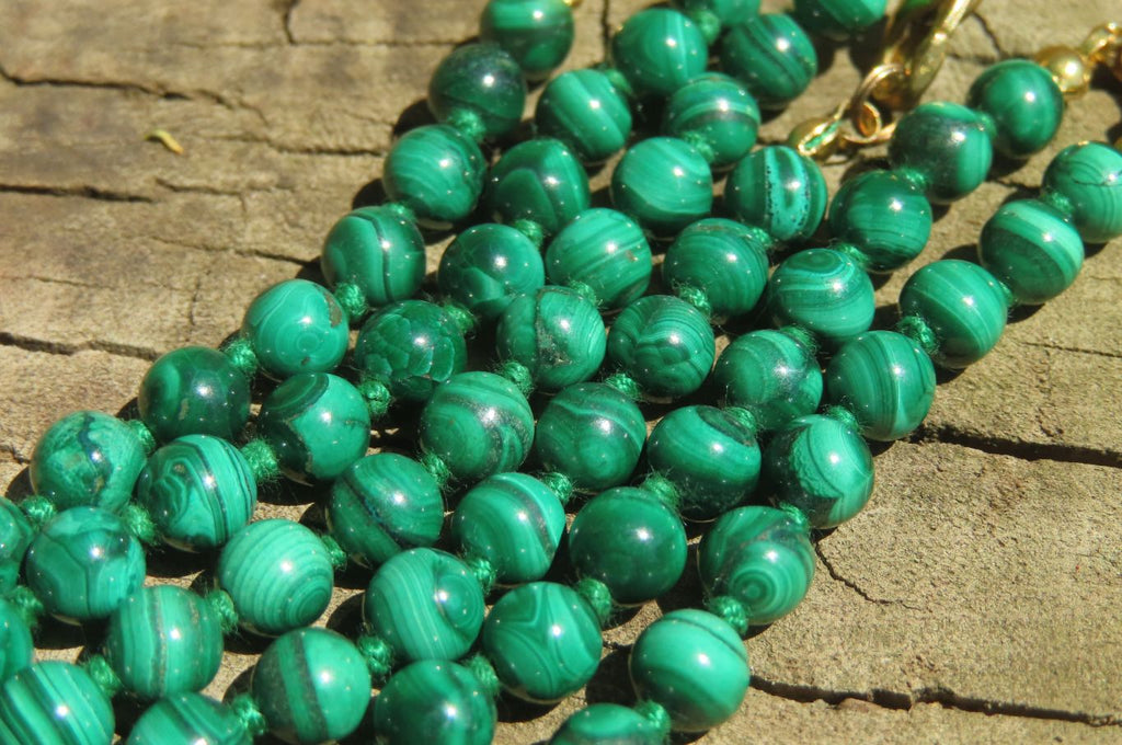 Polished Malachite Ball Shaped Mixed Size Beaded Necklace - Sold Per Item- From Congo - Toprock Gemstones and Minerals 