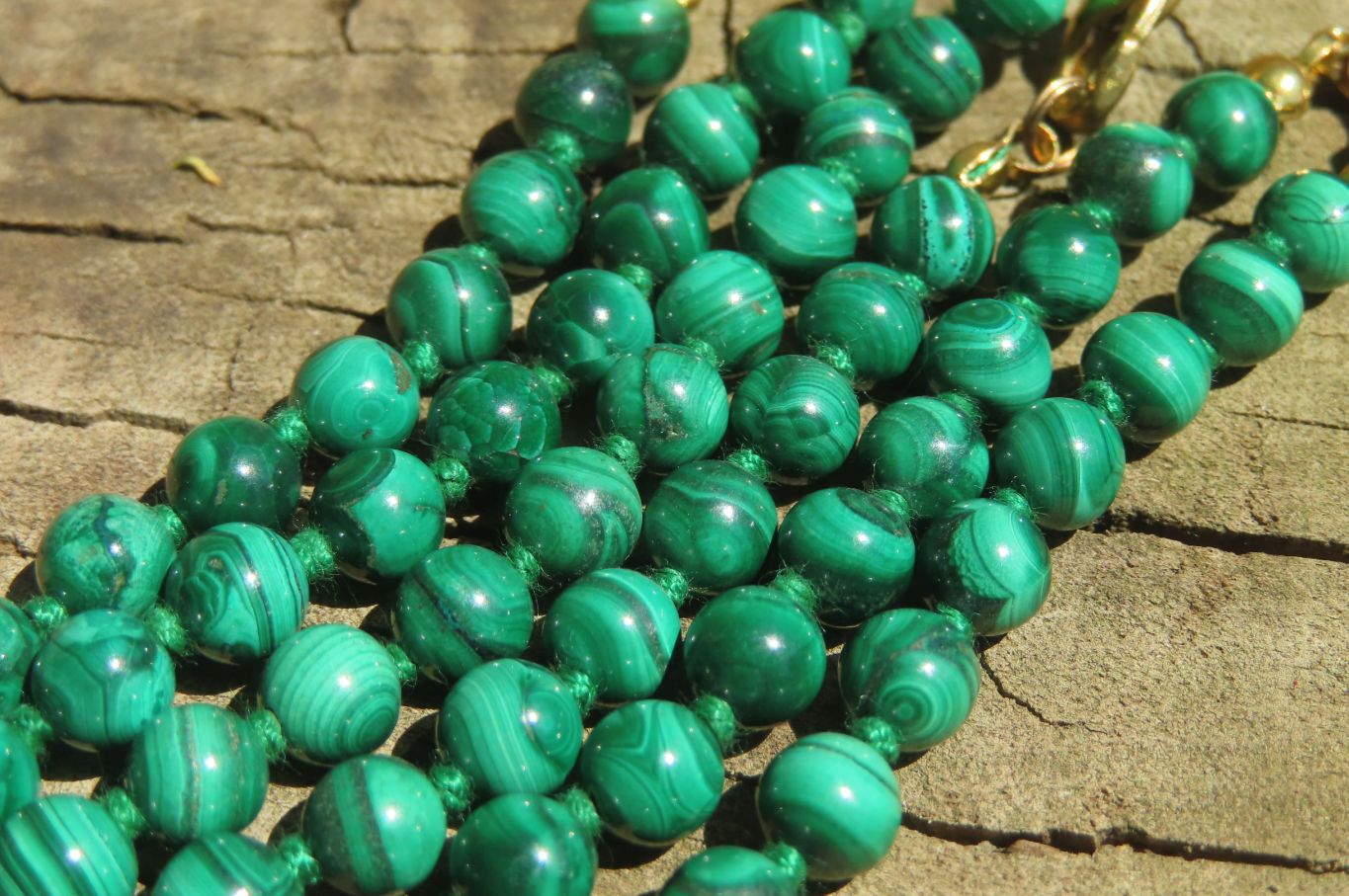 Polished Malachite Ball Shaped Mixed Size Beaded Necklace - Sold Per Item- From Congo - Toprock Gemstones and Minerals 