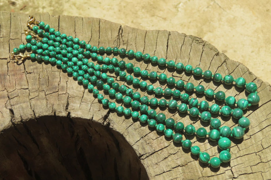 Polished Malachite Ball Shaped Mixed Size Beaded Necklace - Sold Per Item- From Congo - Toprock Gemstones and Minerals 