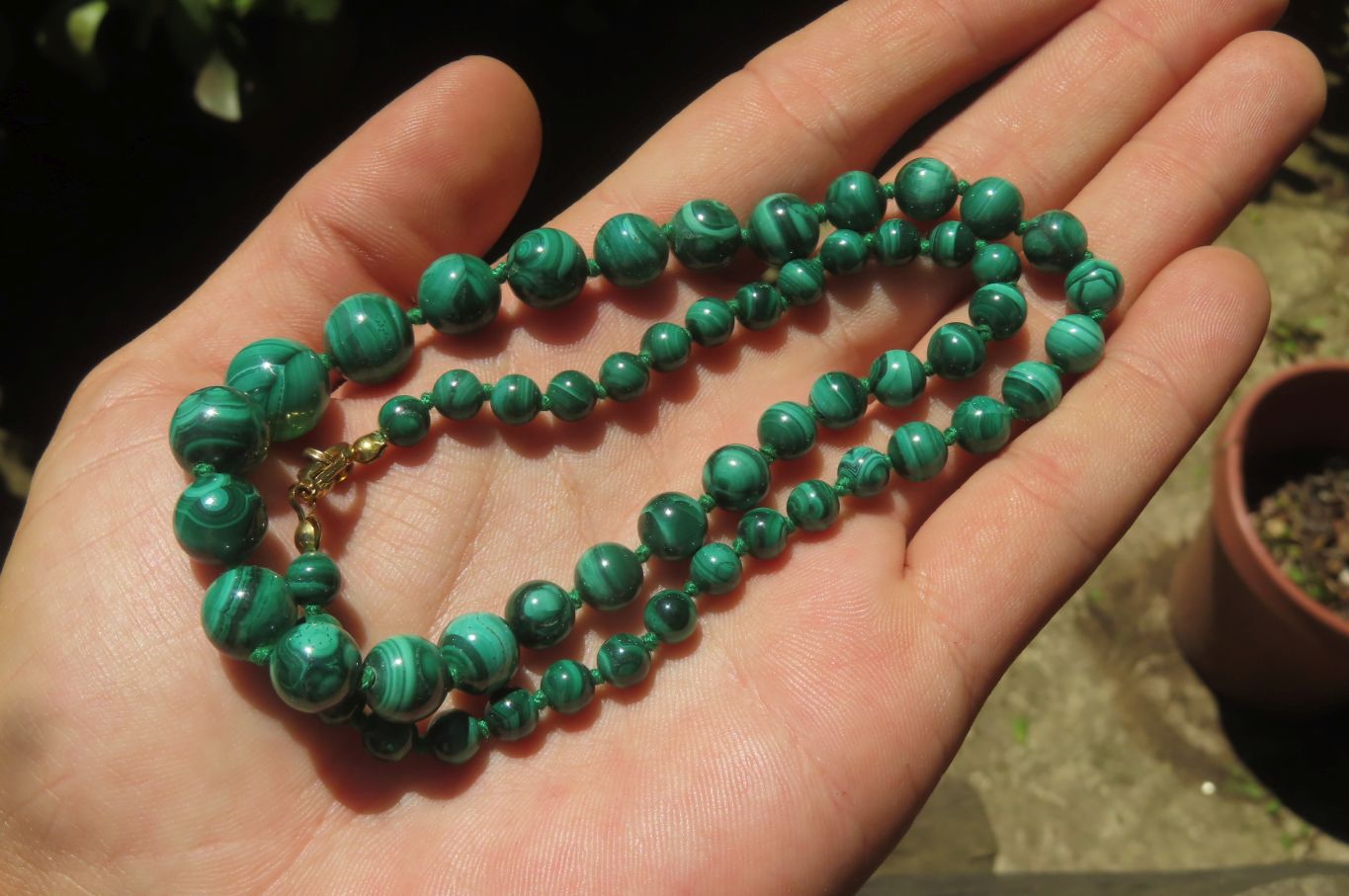 Polished Malachite Ball Shaped Mixed Size Beaded Necklace - Sold Per Item- From Congo - Toprock Gemstones and Minerals 