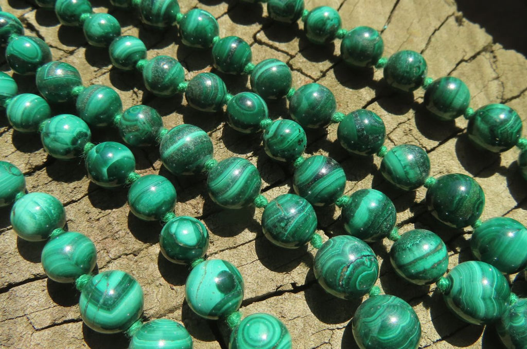 Polished Malachite Ball Shaped Mixed Size Beaded Necklace - Sold Per Item- From Congo - Toprock Gemstones and Minerals 