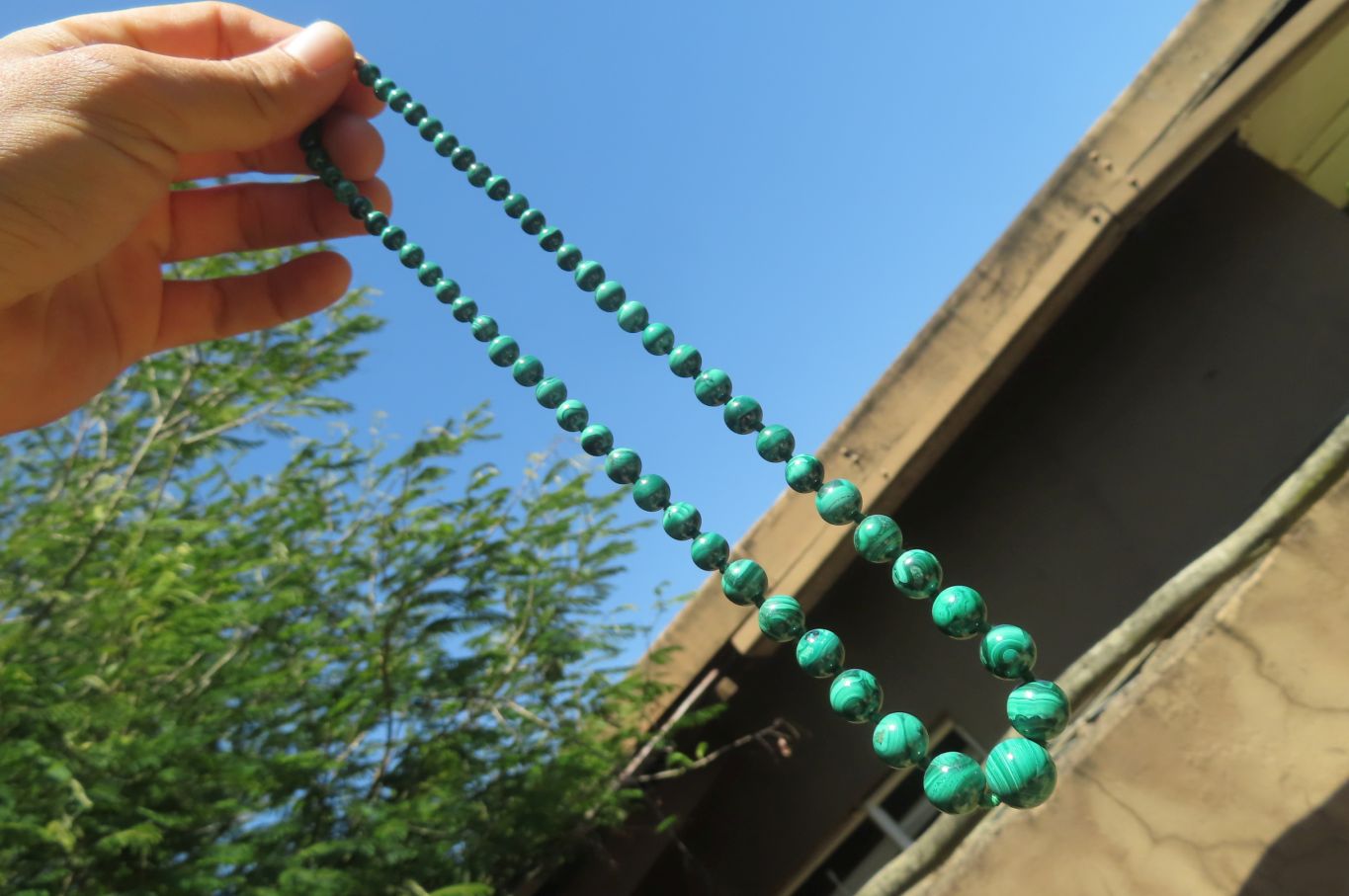 Polished Malachite Ball Shaped Mixed Size Beaded Necklace - Sold Per Item- From Congo - Toprock Gemstones and Minerals 