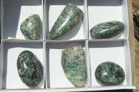 Polished Rare Emerald Mica In Matrix Standing Free Forms x 6 From Mutoko, Zimbabwe - Toprock Gemstones and Minerals 