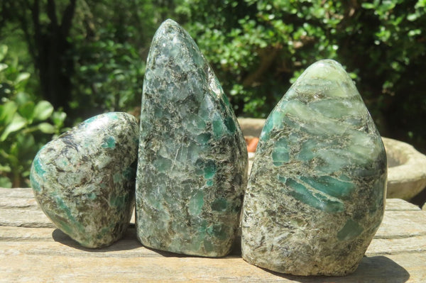 Polished Rare Emerald Mica In Matrix Standing Free Forms x 6 From Mutoko, Zimbabwe - Toprock Gemstones and Minerals 