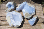 Natural Blue Lace Agate Geode Specimens x 4 From Malawi - Toprock Gemstones and Minerals 