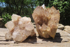 Natural Smokey Phantom Quartz Clusters x 2 From Luena, Congo - Toprock Gemstones and Minerals 