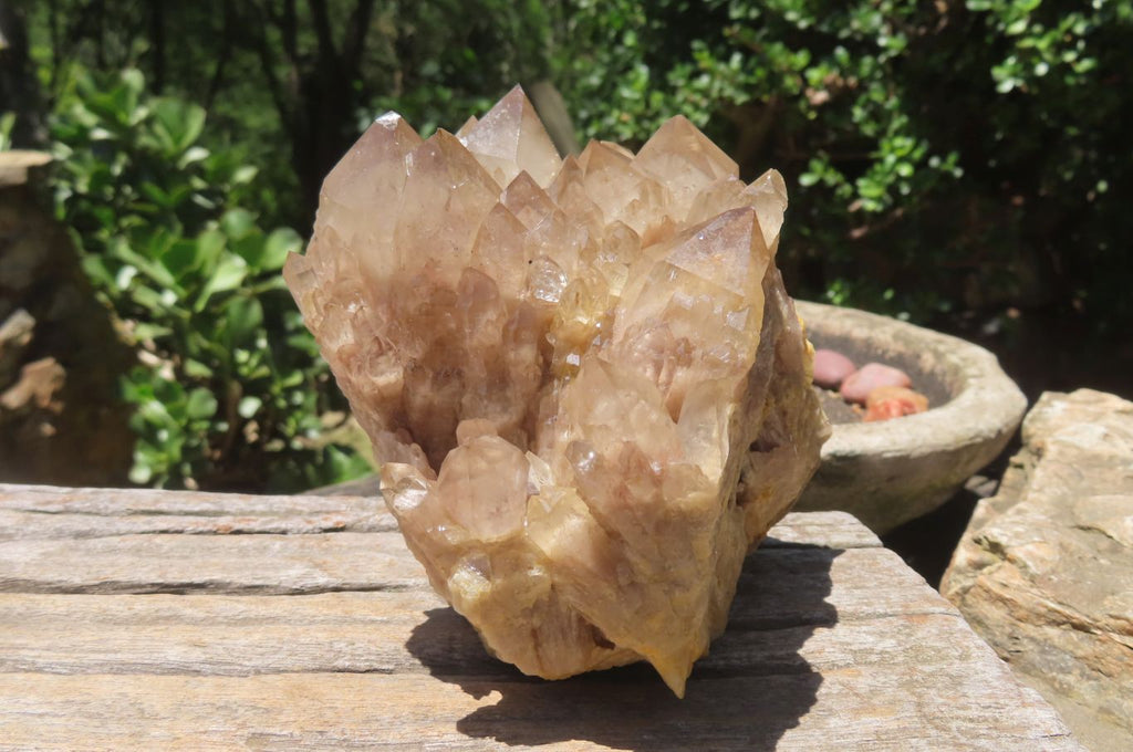 Natural Smokey Phantom Quartz Clusters x 2 From Luena, Congo - Toprock Gemstones and Minerals 